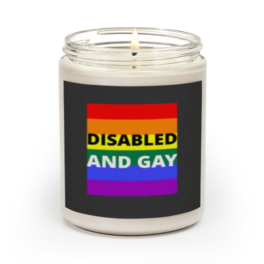Discover Disabled  And Gay On Rainbow Background Scented Candles