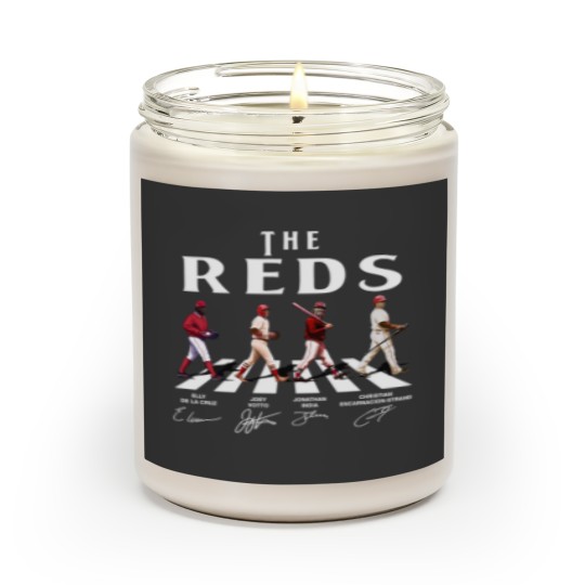 Discover Reds Walking Abbey Road Signatures Baseball Scented Candles, Elly De La Cruz, Votto, Jonathan India
