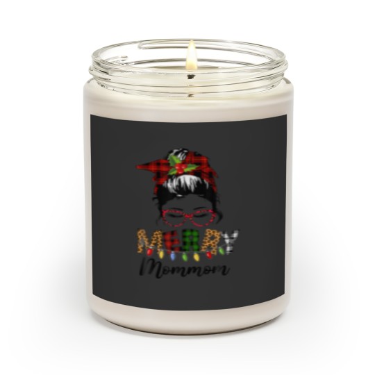 Discover Red Plaid Mommom Messy Bun Ladies Christmas Pajama Scented Candles