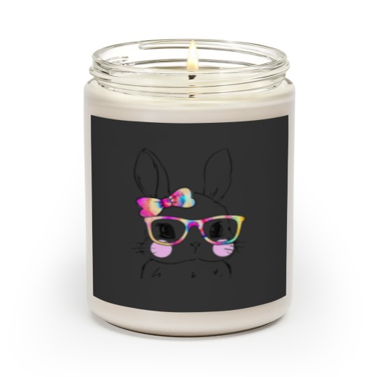 Discover Cute Bunny Rabbit Face Tie Dye Glasses Girl Happy Scented Candles