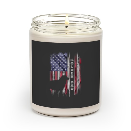 Discover Vintage USA Flag Proud Golden Retriever Dad Silhou Scented Candles