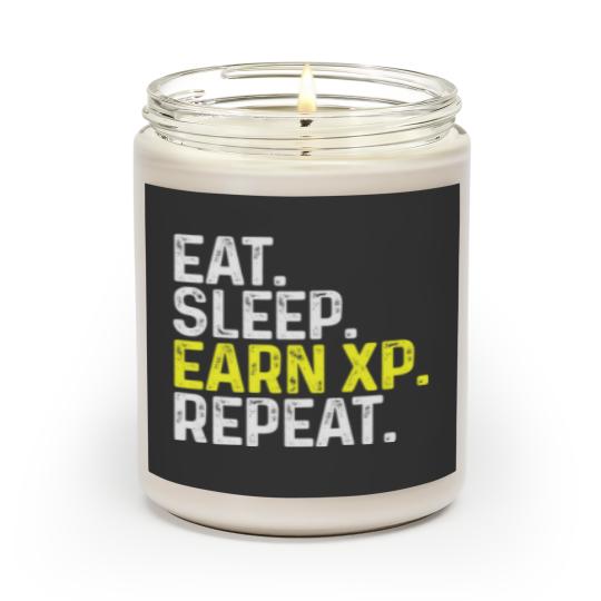 Discover Eat Sleep Earn XP Repeat Funny Gamer Gaming Scented Candles