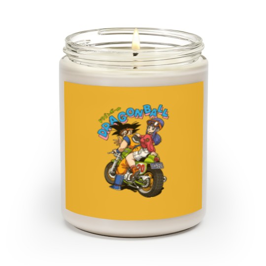 Discover Goku and Bulma driving a motorbike Scented Candles, Dragon Ball Z Anime Scented Candles