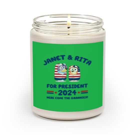 Discover Janet and Rita For President 2024 Election Scented Candles, BlueyDad Lovers Scented Candles