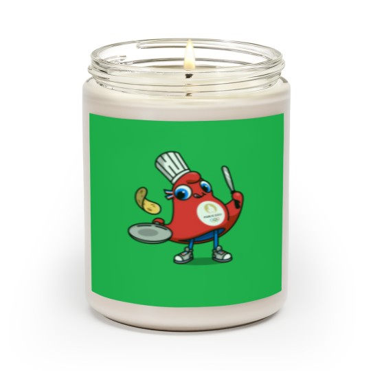 Discover Paris 2024 Phryges - Cartoon chef in red apron with food Scented Candles