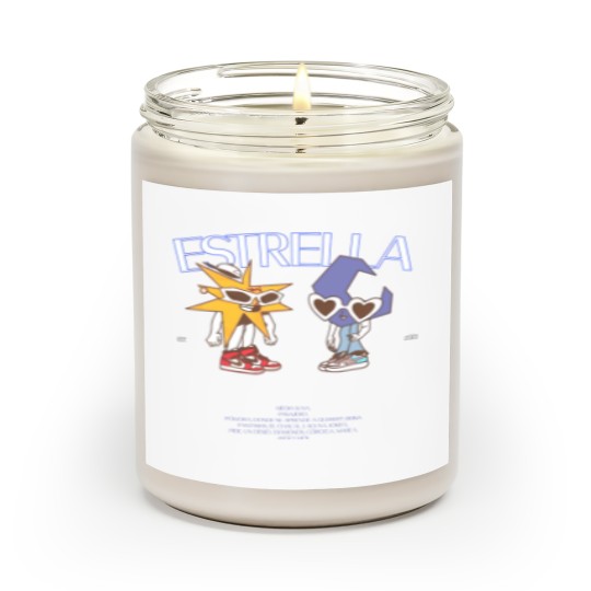 Discover MORA Merch Estrella Album Tracklist Back Design Scented Candles Mora Graphic Scented Candles