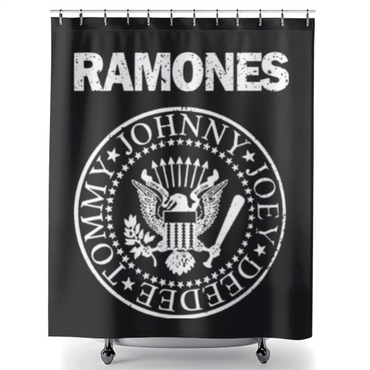 Discover RAMONES Presidential Seal Distressed Logo GRAY/white Shower Curtains New S-5XL