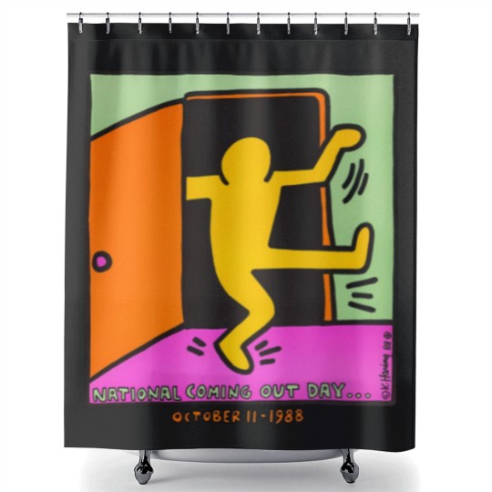 Discover vintage keith haring 1988 Shower Curtains national coming out day