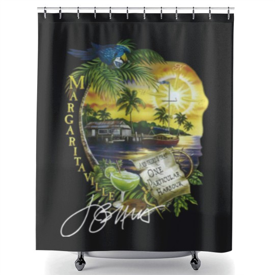 Discover Jimmy Buffett 1983 One Particular Harbor Signature Shower Curtains