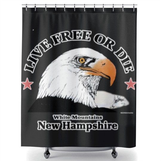 Discover 80s Live Free Or Die New Hampshire White Mountains Eagle 1985 Shower Curtains