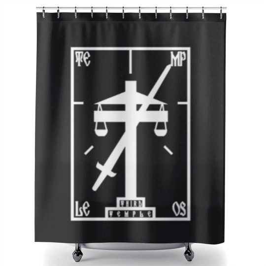 Discover Terry Davis Temple Os Retro Logo Shower Curtains