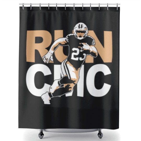 Discover San Francisco Christian McCaffrey "RUN CMC" Shower Curtains
