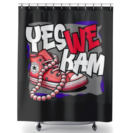 Discover Kamala Harris , Yes We Kam, red white and blue, Shower Curtains