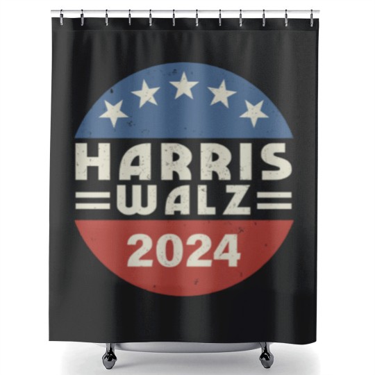Discover Harris Walz Shower Curtains, Kamala Harris Tim Walz President VP 2024 Shower Curtains, Tim Walz