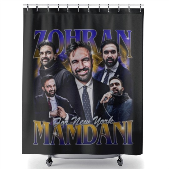 Discover Zohran For New York City Bootleg 90s Vintage Shower Curtains