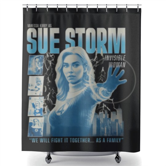 Discover Vintage Sue Storm File Invisible Woman Shower Curtains, Fantastic Four First Steps Shower Curtains