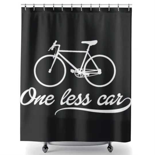 Discover Bike One Less Car One Less Car Shower Curtains
