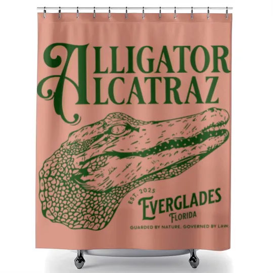 Discover Alligator Alcatraz Shower Curtains, Everglades Florida Parody,  Swamp Humor Shower Curtains, Dark Humor Shower Curtains