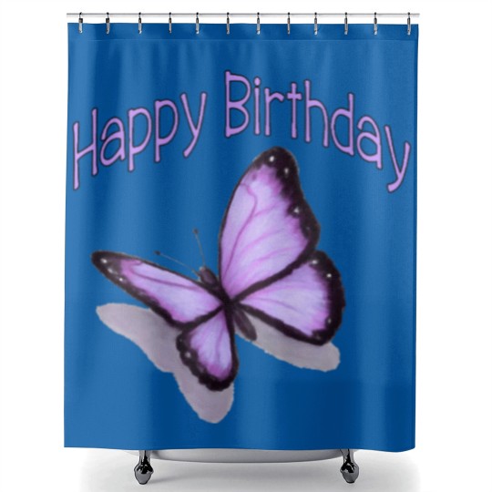 Discover Happy Birthday, Purple Butterfly Shower Curtains