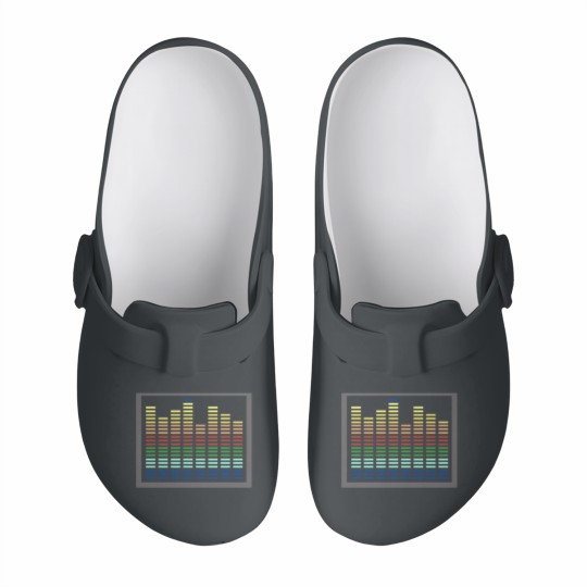 Discover Qualizer-El-Lit-Glowing-Sound-Activated-Gradient-Equalizer Slip On Clogs