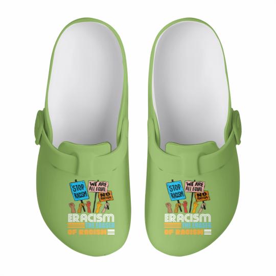 Discover Eracism the Eraser of Racism Black lives matter Slip On Clogs