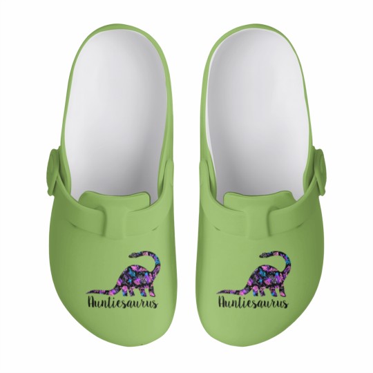 Discover Womens Auntiesaurus Slip On Clogs Funny Kids Gift for Aunt Cute Graphic Dinosaur Top