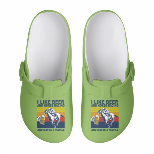 Discover Horse Racing Like Beer And Maybe 3 People Vintage Horse Lovers - I Like Beer And Maybe 3 People Funny - Slip On Clogs