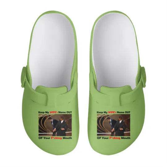 Discover Will Smith Smacks Chris Rocks Onstage Slip On Clogs, Will Smith Slip On Clogs, Will Smith Slapped Chris Rocks, 2022 Oscars, Meme Slip On Clogs