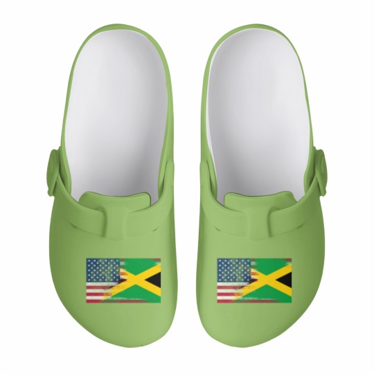 Discover Jamaican American Half Jamaica Half America Flag Slip On Clogs