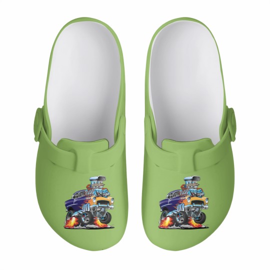 Discover Classic Fifties Hot Rod Muscle Car Cartoon - Car - Slip On Clogs