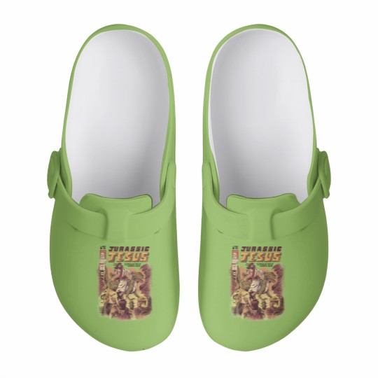 Discover JURASSIC JESUS Slip On Clogs