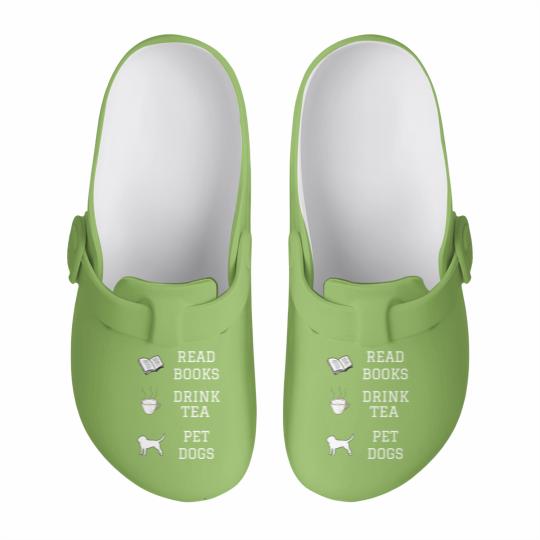 Discover Read Books, Drink Tea, Pet Dogs Slip On Clogs