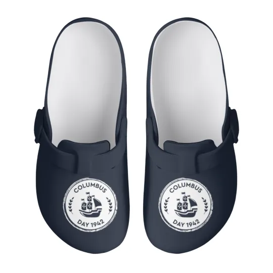 Discover Columbus Day USA America Holiday Christopher Ship Slip On Clogs