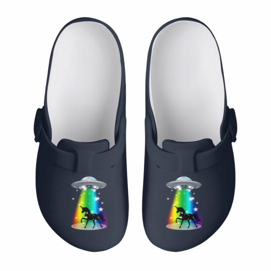 Discover Unicorn Rainbow UFO Alien Pony Space Travel Fable Slip On Clogs
