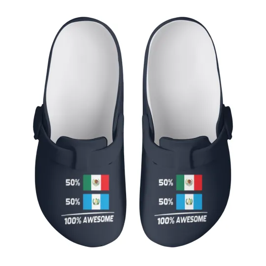 Discover Half Mexican Half Guatemalan Pride Mexico Guatemala Flag Slip On Clogs