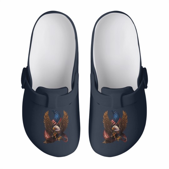 Discover Patriotic American Design With Eagle And Flag Slip On Clogs