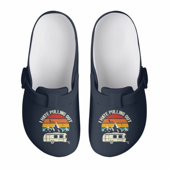 Discover Retro Vintage Mountains I Hate Pulling Out Funny Camping Slip On Clogs