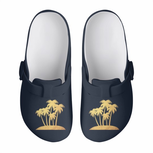 Discover Palm Gold Beach Vacation Island Luxury Summer Sun Slip On Clogs