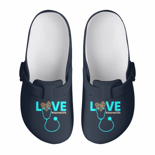 Discover Nurse Life RN LPN CNA Healthcare Cheetah Heart Slip On Clogs