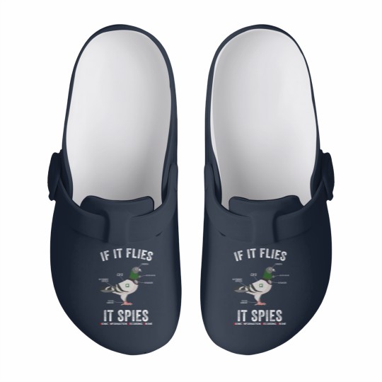 Discover If It Flies It Spies Birds Are Not Real Funny Drone Conspiracy Theory - Birds Arent Real - Slip On Clogs