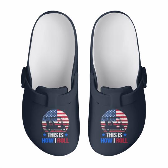 Discover Golf Cart This Is How I Roll USA Flag Golfer 4th Of July Slip On Clogs