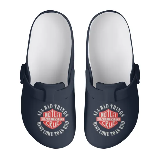 Discover NEW MOTLEY CRUE Final Tour Slip On Clogs, Hip Hop Fan Slip On Clogs, Rap Music Slip On Clogs