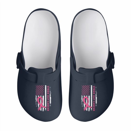 Discover Strike Out Cancer US Flag Slip On Clogs
