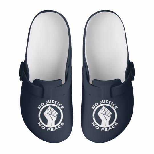 Discover no justice no peace Slip On Clogs
