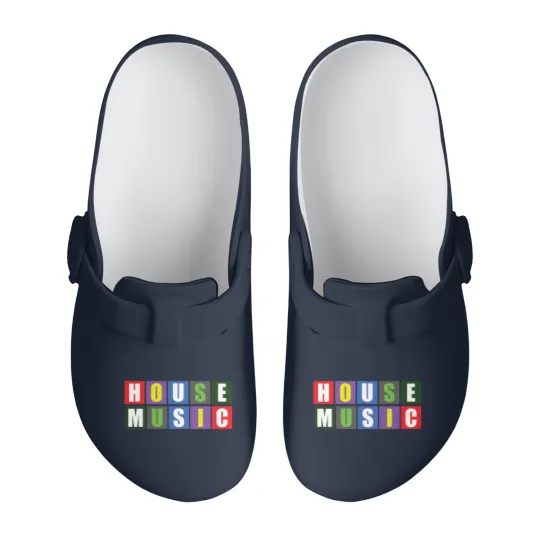 Discover House Music Blocks Blk Slip On Clogs