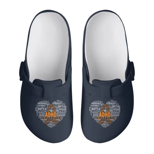 Discover ADHD awareness words cloud heart support proud ADHD warrior Slip On Clogs