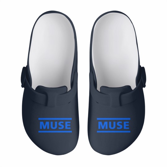 Discover Muse Unisex Slip On Clogs: Dark Blue Logo