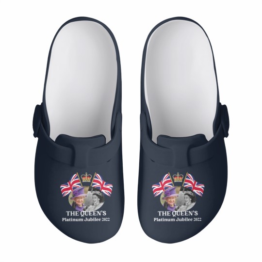 Discover Queen Elizabeth II Platinum Jubilee 2022 CELIBRATION  Emblem Slip On Clogs  Union Jack Slip On Clogs The Queen's Slip On Clogs