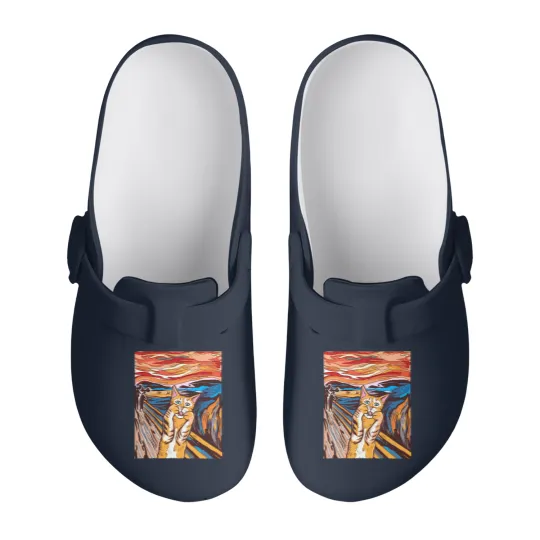 Discover Scream Slip On Clogs Funny Tabby Cat Scream Edvard Munch's Painting The Scream