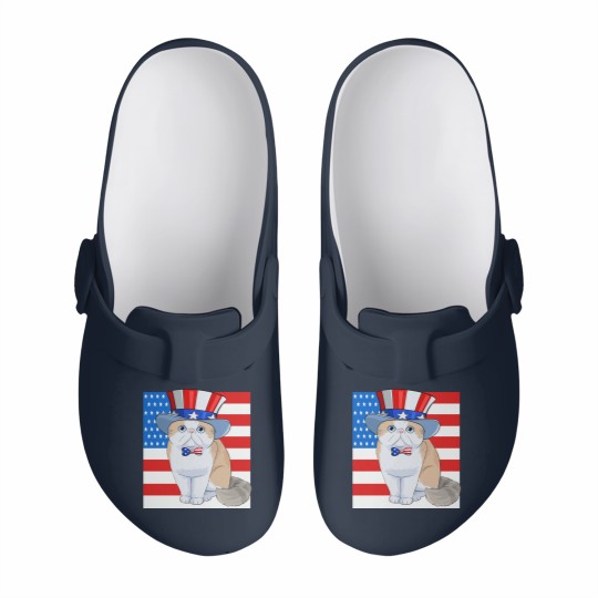 Discover Exotic Shorthair Cat 4th of July - Exotic Cat - Slip On Clogs